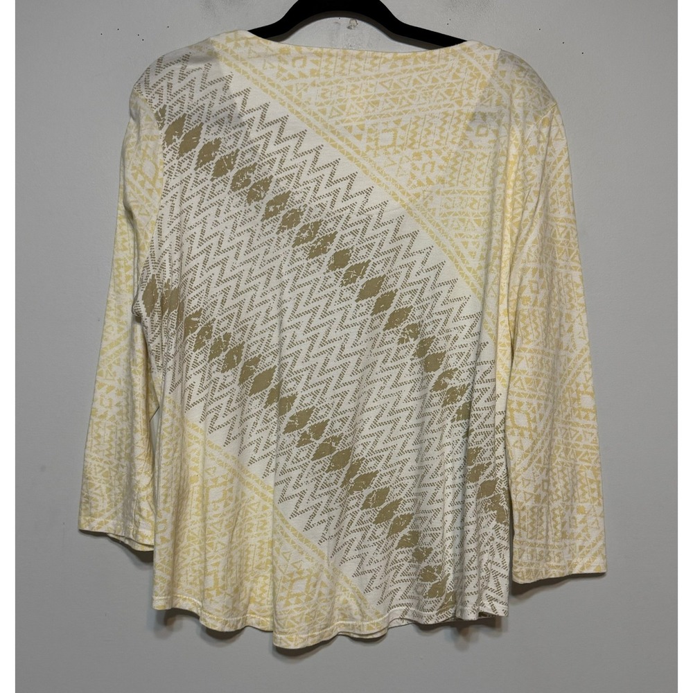 Chico's‎ Size 2 Soft Girl Embroidered Top Womens Large Parisian Coastal Grandma - Picture 2 of 7